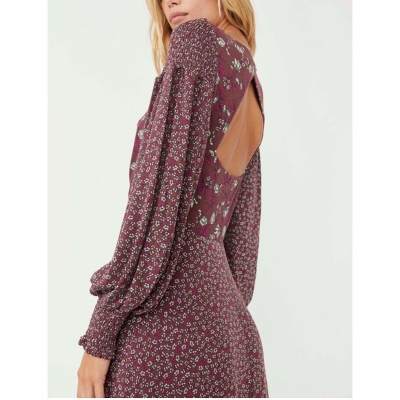 Free People Love Story Maxi Dress SMALL in Raisin Combo Purple - Picture 4 of 9